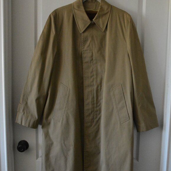 Vintage London Fog Trench Coat Men's 40 Reg Beige Main Coat Faux Fur Liner - Picture 1 of 6